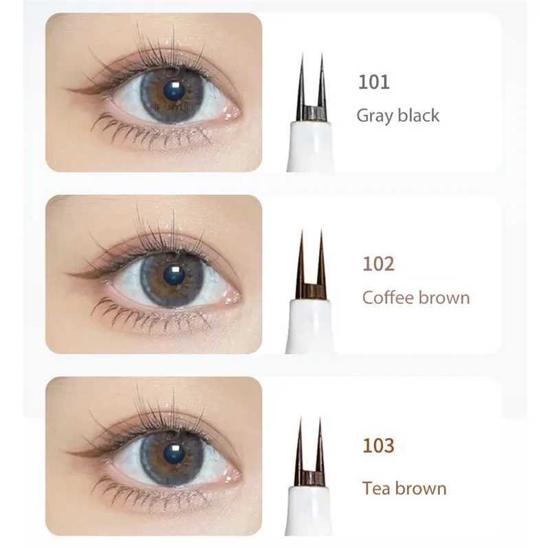 New Lower Eyelash Pencil Two Claw Liquid Eyeliner Waterproof Sweatproof Ultra-thin Quick Dry Eyebrow Lying Silkworm Pen Cosmetic Y240813
