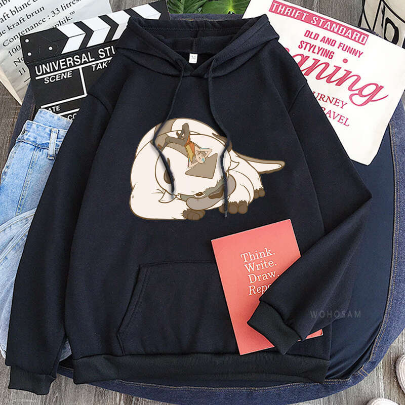 Avatar The Last Airbender Aang Appa Cartoon Hoodies For Women Haruku Streetwear Long Sleeves Oversized Winter Sweatshirts