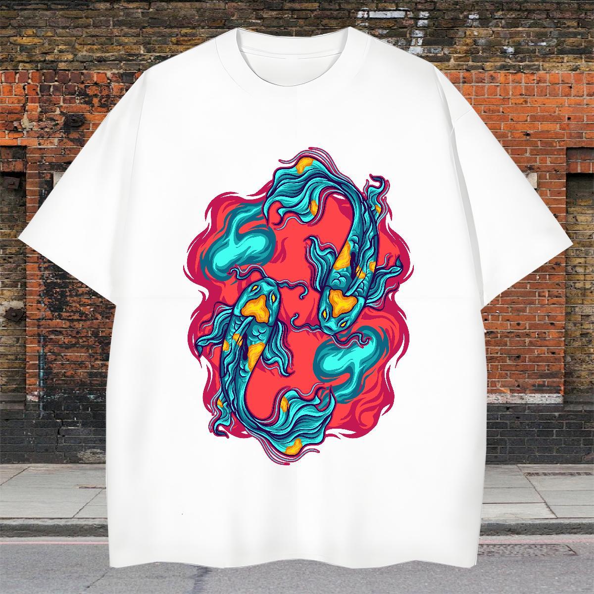 Free Shipping Mens T Shirts O Neck Short Sleeves Casual Beach Anime Print 230g 100% Cotton Men Tees Fashion New Tops Shirt