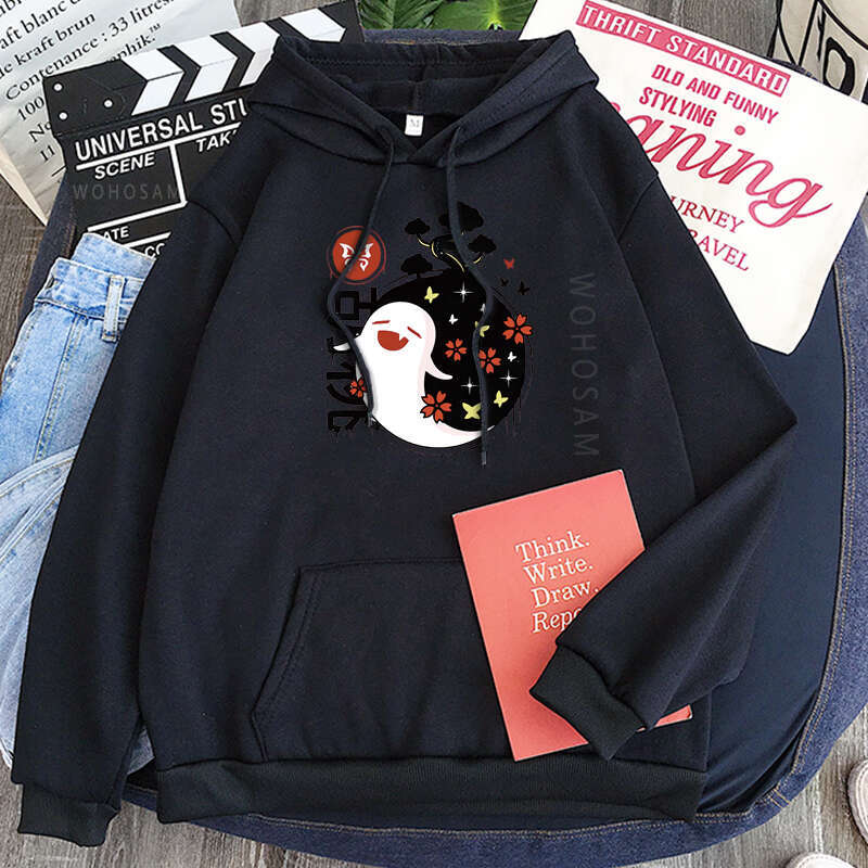 Anime Aesthetic Game Genshin Hoodies Women Funny Smiling Hu Tao Kawaii Manga Streetwear Winter Warm Plus Size Hooded Sweatshirts