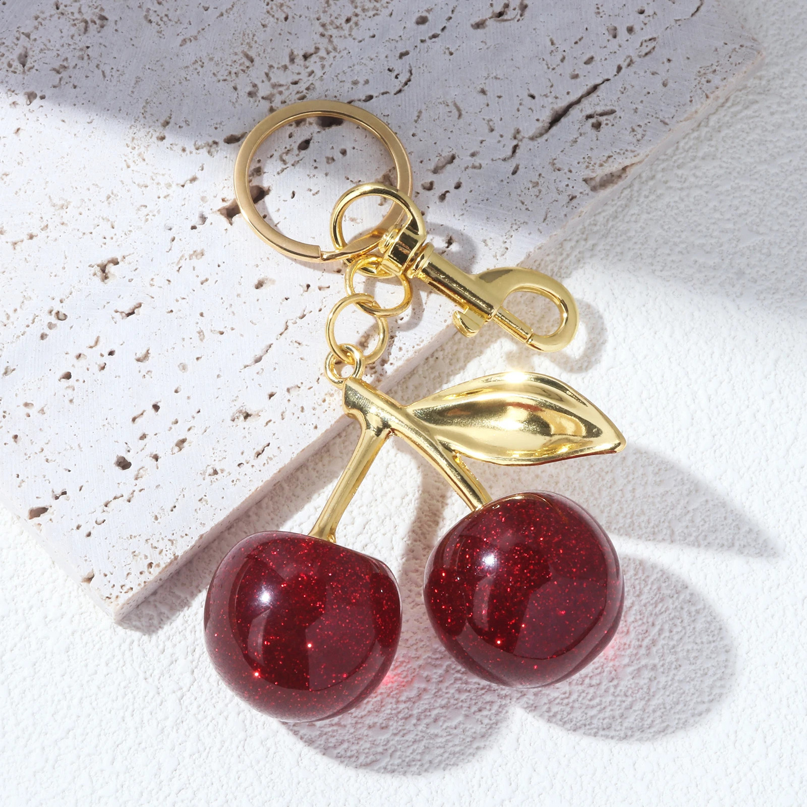 Best Seller Designer Bag Charm Keychain Exquisite Red Cherry Fruit Key Chain For Women Girs Bag Purse Pendant Accessories Gift
