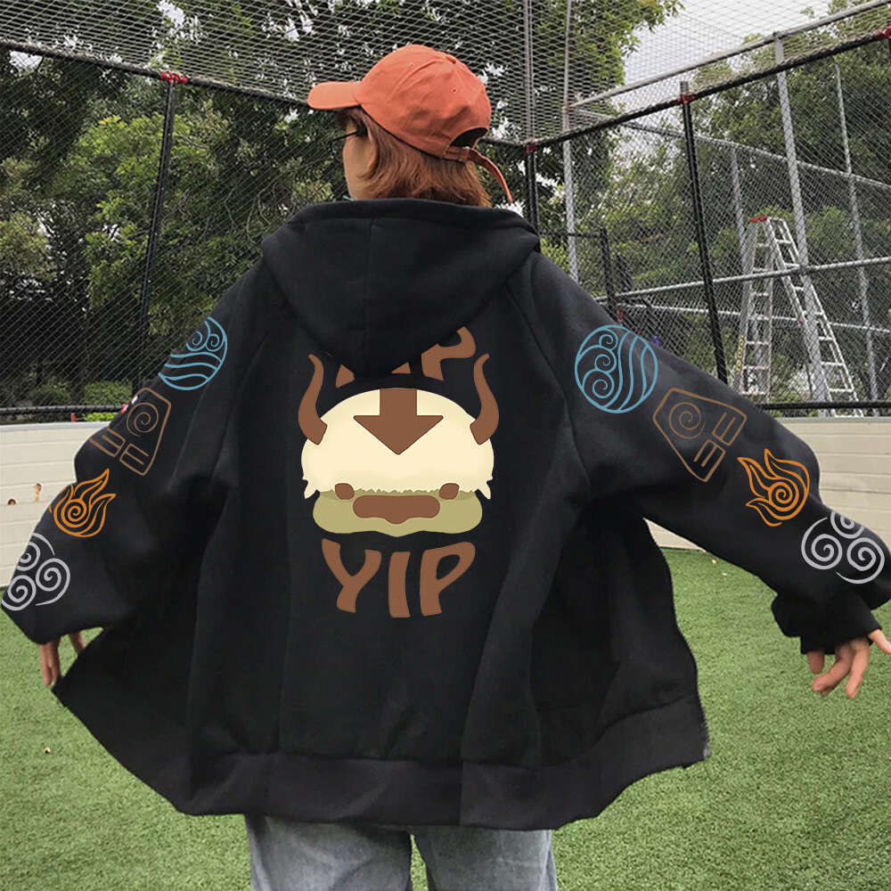 Yip Appa Printed Hooded Avatar The Last Airbender Anime Hoodie Men Women Plus Size Zipper Hoodies Haruku Unisex Sweatshirt s