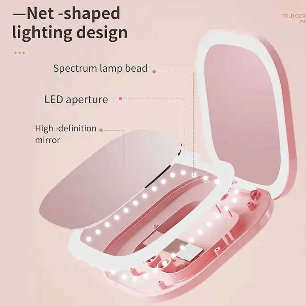Compact LED makeup mirror with light 1X/3X magnifying pocket portable travel folding makeup mirror womens makeup mirror gift W240813