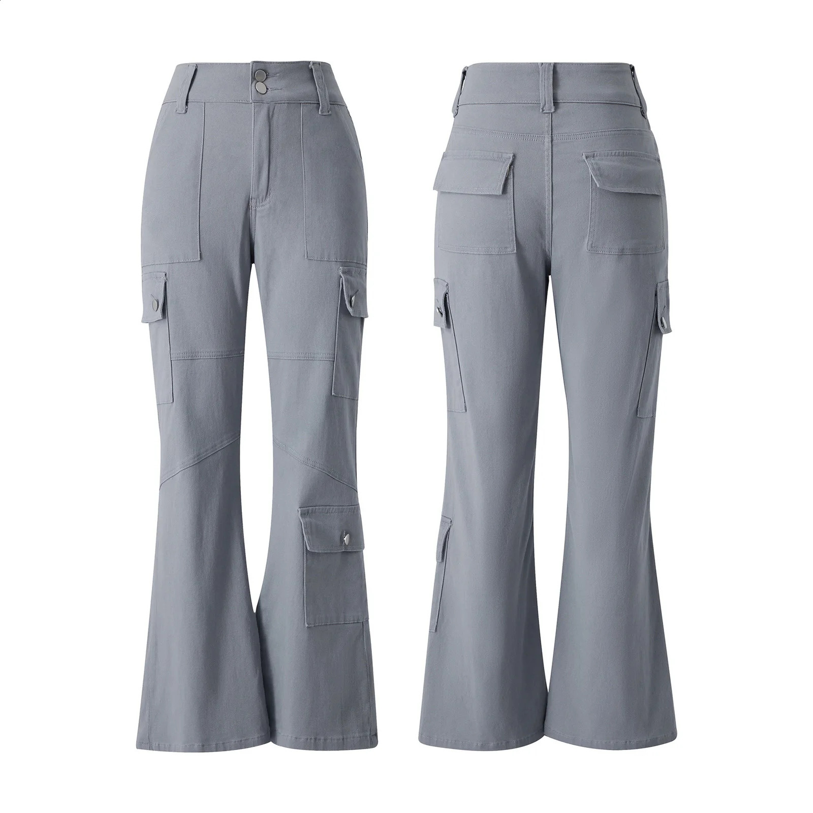 Women Denim Pants Plain Color Straight-Leg Multi-Pockets Long Jeans Ladies Street Wear Jeans Pants 240813
