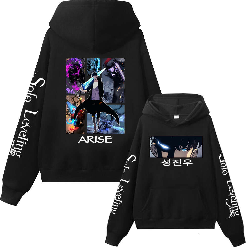 Solo Anime Levelling Hoodie Sung Jin Woo Manga Men Women Hooded Sweatshirt Winter Comfortable Fleece Warm Plus Size Streetwear
