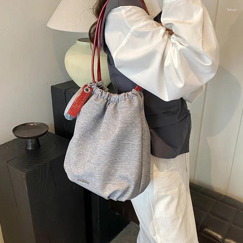 2025 new shoulder bags large capacity retro denim blue soft leather bag single womens tote niche design korean version handheld zhanyishengli