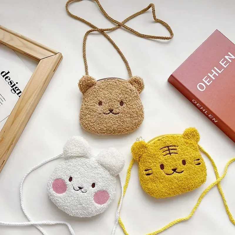 New cute cartoon animal plush cross body bag childrens coin wallet shoulder bag girls toy bag childrens fashion bag birthday gift W240813