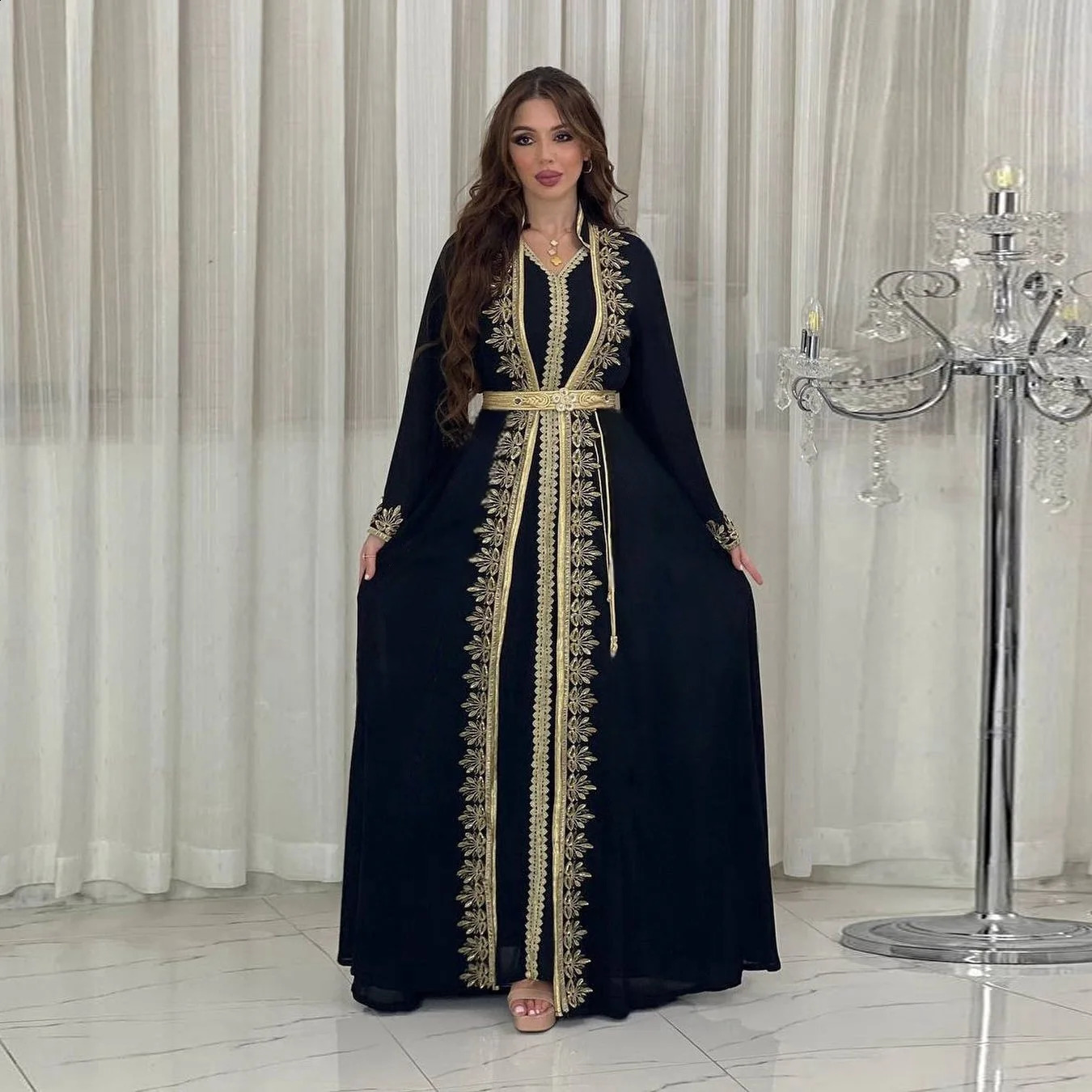 Muslim Sets Women Embroidery Evening Dress Dubai Abaya Turkey Kaftan Eid Djellaba Ramadan Morocco Caftan Gown Jalabiya Vestido 240814