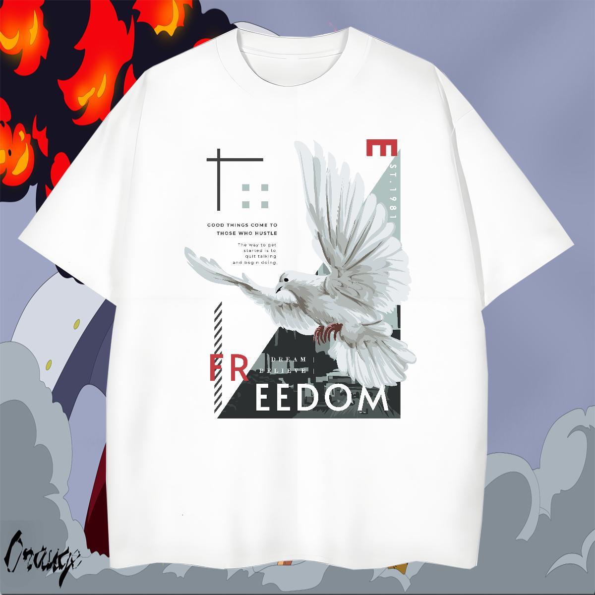 Classic Men Clothes T-Shirt Home Outdoor 230g Cotton Oversized 3XL 4XL O Neck Short Sleeves eagle T shirt New Wear