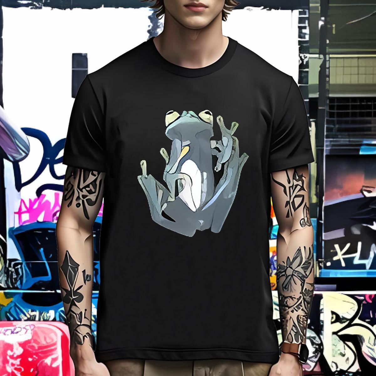 Loose Fit T-Shirts for Men Frog Breathable Short Sleeve Street Wear Cartoon Printing L-4XL 230g Pure Cotton Mens Tshirts 2024 New Tops Tees