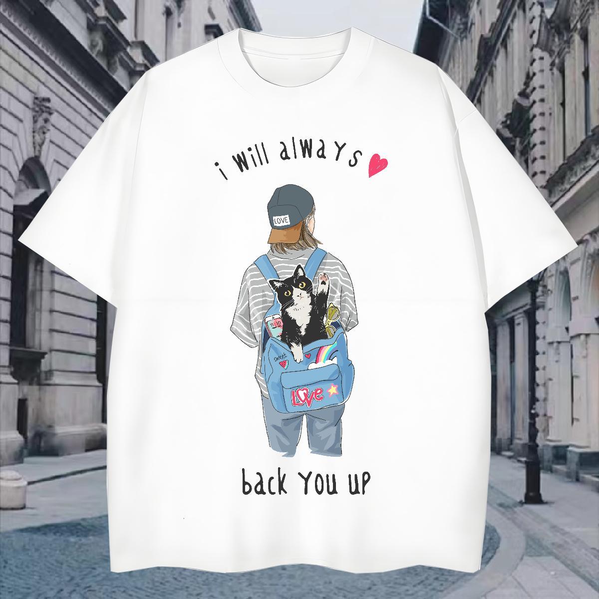 Classic Men T Shirts cat Round Neck Short Sleeve Spring Summer Plus Size Custom 100% Cotton 230g Men Tees Customized Tops Shirt