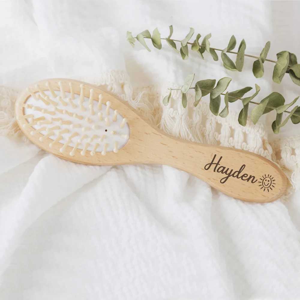 Personalized baby hair brush baby shower gift newborn wooden comb customized baby girl gift W240813