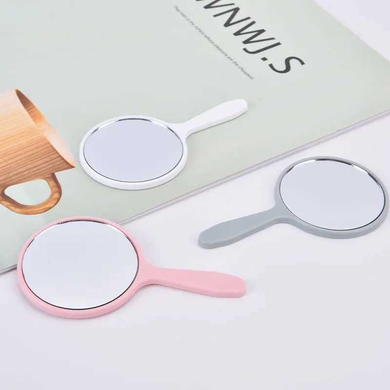 Mini portable round mirror handheld makeup tool 5.5 * 10cm W240813