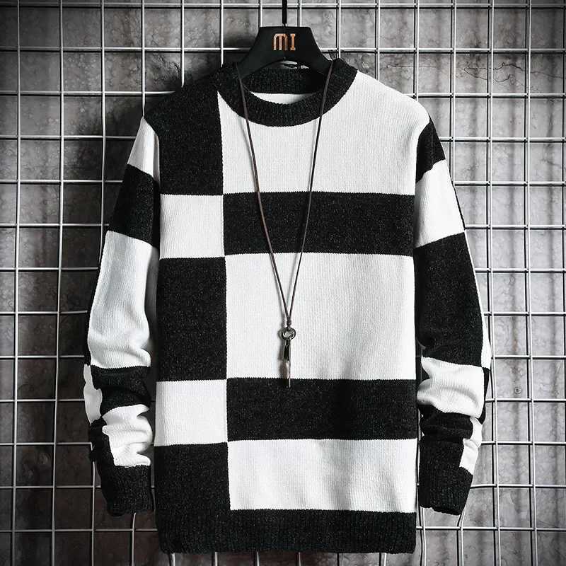 2020 new plain weave chenille round neck mens sweater fashionable casual knitted floral fashion thin neck topW240729