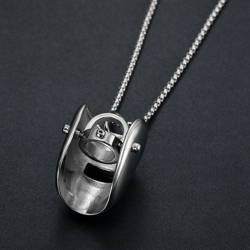 Hip Hop Shiny Helmet Mask Pendant Necklace Real Gold Plated Mens Jewelry