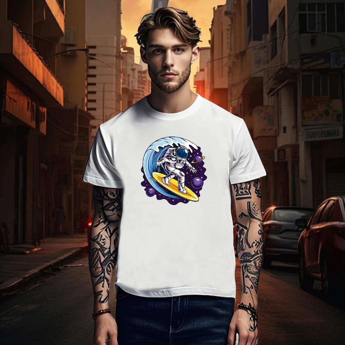 T Shirt For Man 230g Cotton universe Casual Crew Neck DIY Anime Men Tees New Loose Clothes
