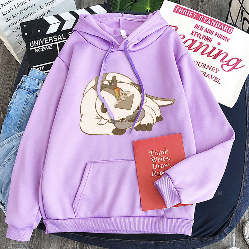 Avatar The Last Airbender Aang Appa Cartoon Hoodies For Women Haruku Streetwear Long Sleeves Oversized Winter Sweatshirts