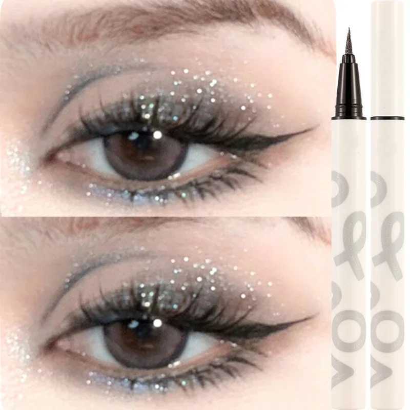 Liquid Aurora Blue Shiny Eye Liner Pen Glitter Phosphorescence Pigment Waterproof Shimmer Sparkling Eyeliners Diamond Eye Makeup Y240813