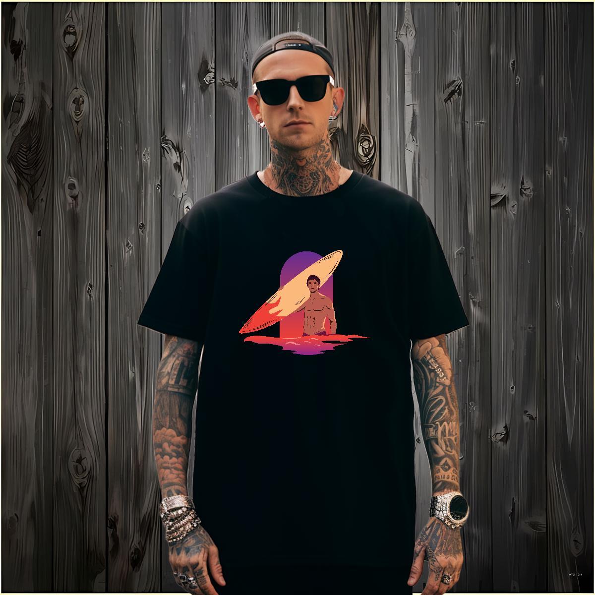 Men T Shirts 230g Pure Cotton portrait High Street Hip Hop O Neck Short Sleeves Asian Size Mens Tshirts DIY Wholesale Clothings