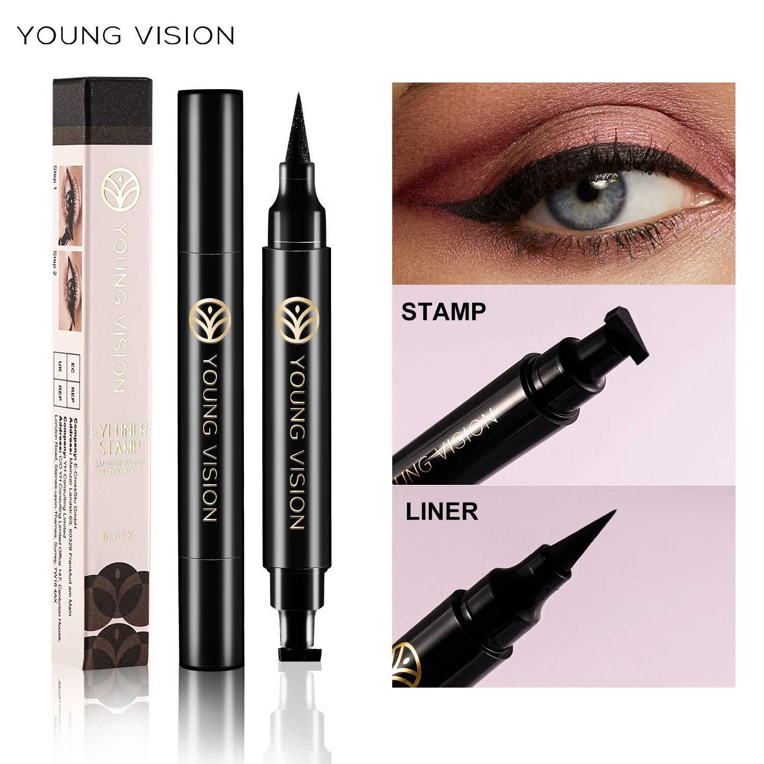 YOUNG VISION Black Double Head Seal Eyeliner Liquid Pen Is Not Easy To Smudge Triangle Eyeliner Pen Y240813