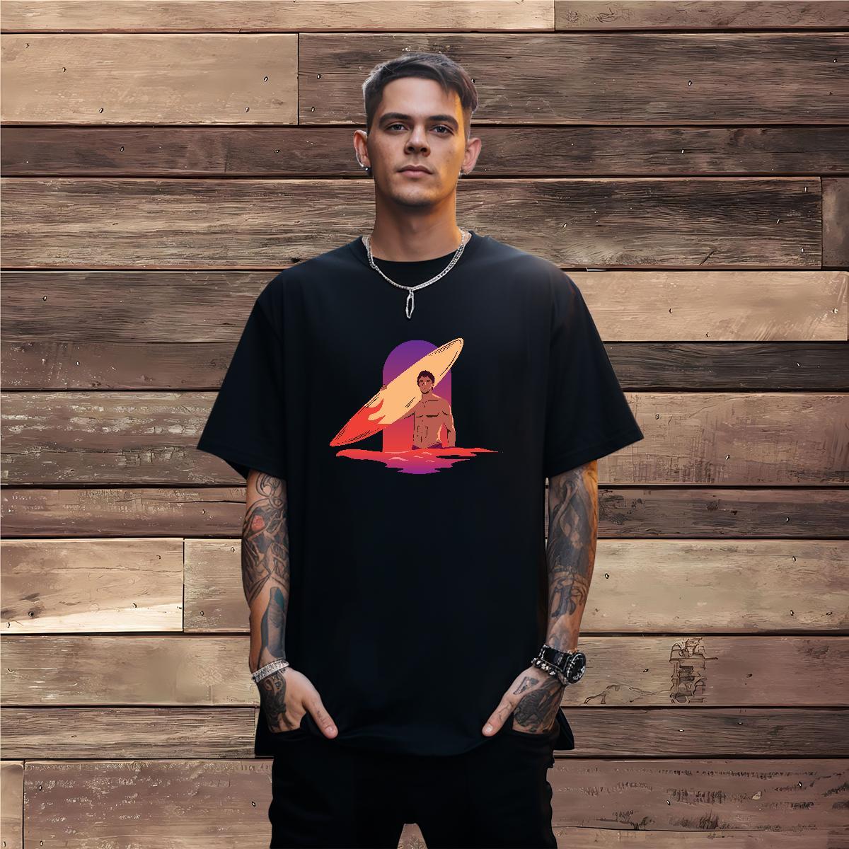 Man T Shirts 230g Cotton portrait Street Wear O-Neck Short Sleeve Floral Print Men Tees Fashion Design High Quality Tops Shirt