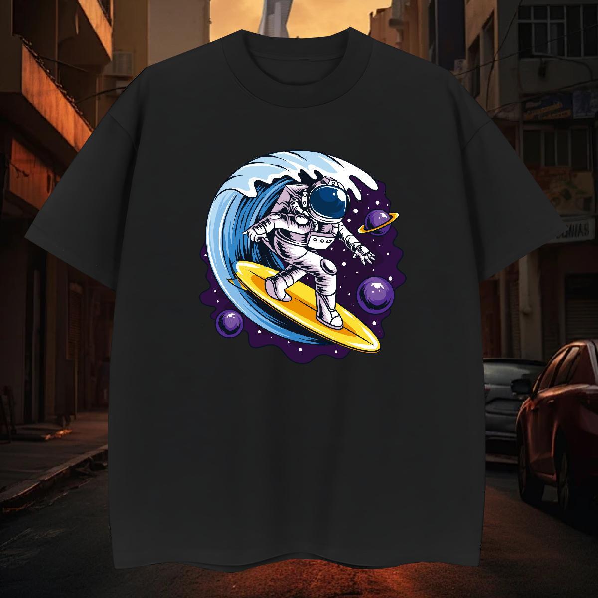 T Shirt For Man 230g Cotton universe Casual Crew Neck DIY Anime Men Tees New Loose Clothes