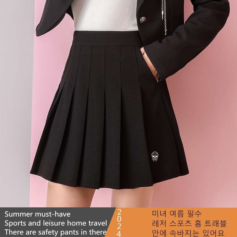 Women 2024 With Safety Pants Summer Fashion A-line Elastic Pleated Pockets Skirt Sport Golf Wear Ladies