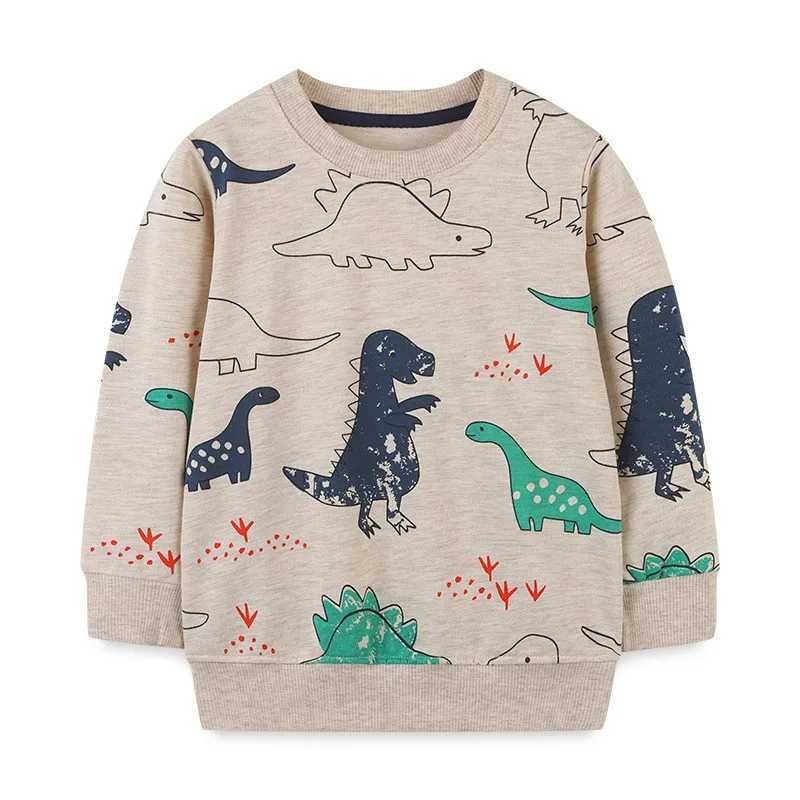 Cartoon Dinosaur Print Sweatshirts Casual Sports Long-sleeved Shirt Boys And Girls Fashion Wear Cute Autumn Childrens HoodiesY240814