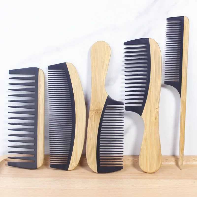 Natural bamboo and wood tail hair comb anti-static hair care health massage near tooth comb professional barber styling tool W240813