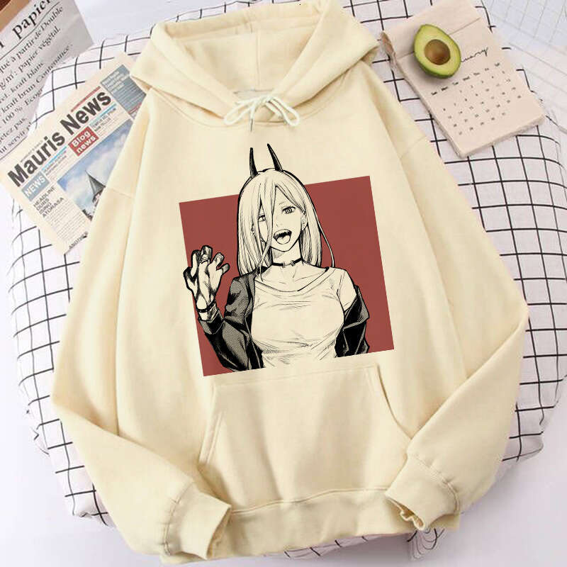 Haruku Anime Chainsaw Man Power Cute Graphic Print Hooded Men Women Hoodies Plus Size Sweatshirt Winter Warm Unisex Pullover