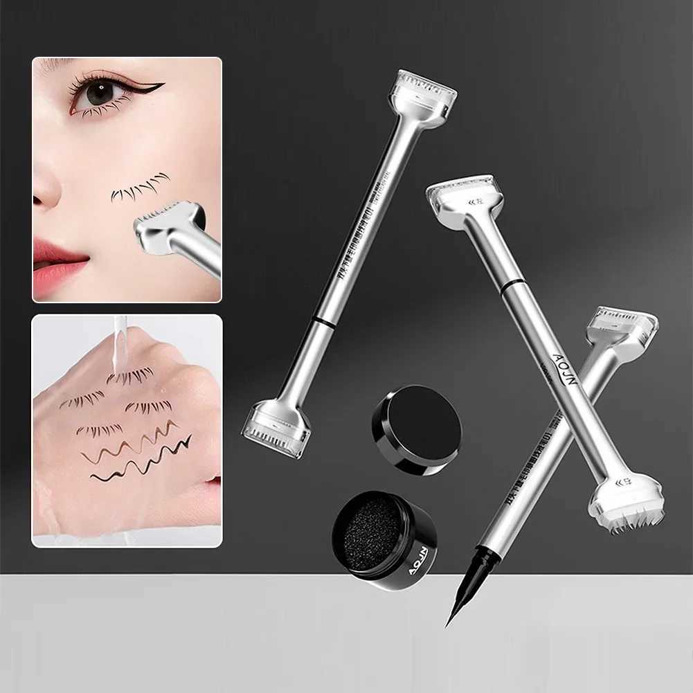 1 Set Lower Eyelash Stamp Eyelash Seal Eyeliner Pen Waterproof Sweat Proof Balck Brown Natural False Eyelashes Mold Makeup Tool Y240813