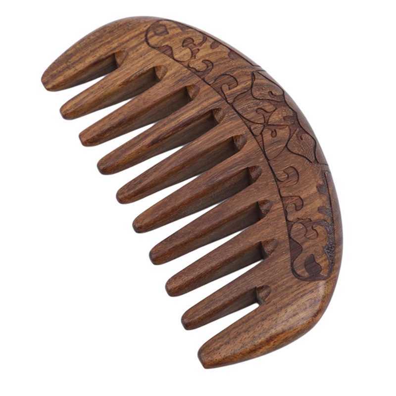 Wooden Bag Natural Black Gold Sandalwood Ultra Narrow Teeth Anti-Static Lice Beard Comb Hair Styg Tool W240813