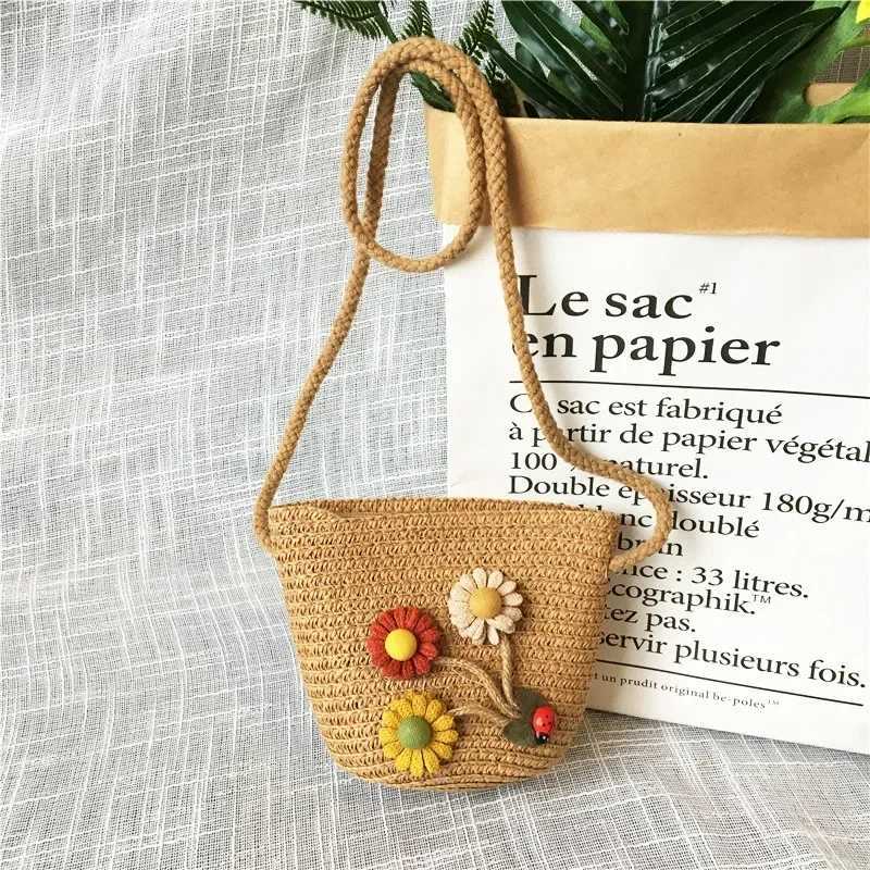Childrens turf woven messenger bag cute girls small wallet handbag baby mini shoulder bag princess wallet childrens wallet W240813