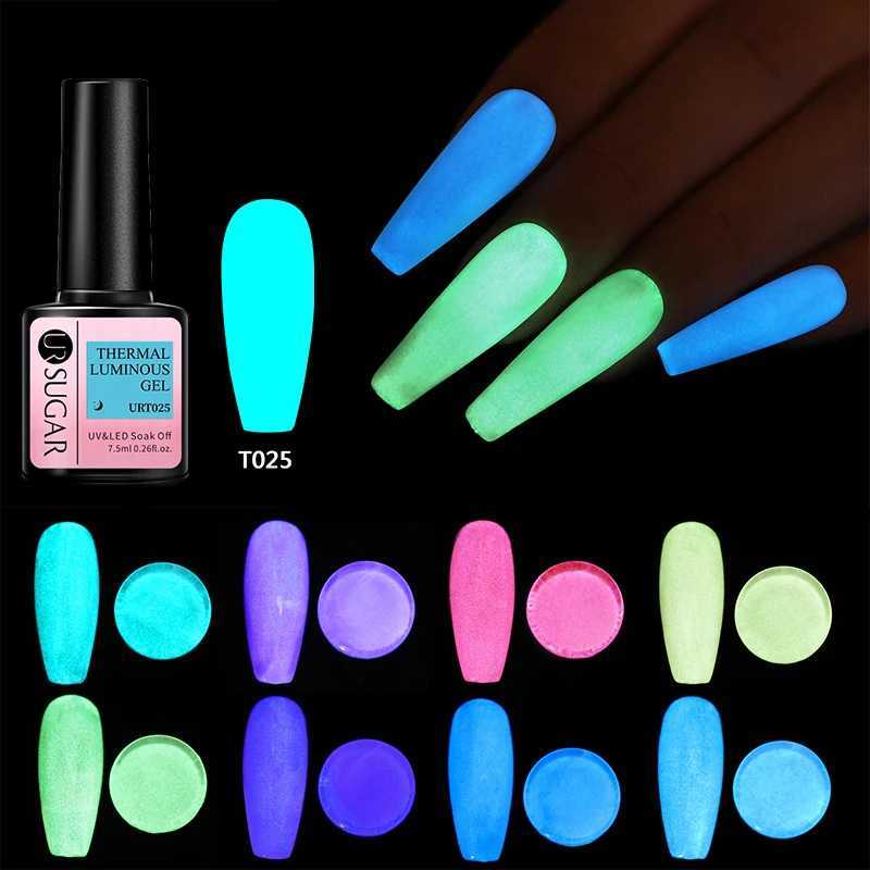 UR SUGAR 7.5ml Lumious Thermal Gel Nail Polish Glow In Dark Temperatural Changing Gel Soak Off UV LED Nail Art Gel VarnishM240814