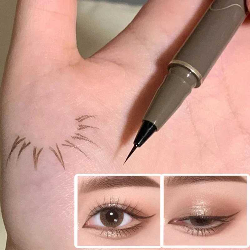 Quick Dry Liquid Eyeliner Pen Ultra-fine Matte Liquid Eyelash Pencil Waterproof Brown Lasting Lying Silkworm Lower Eyelashes Y240813