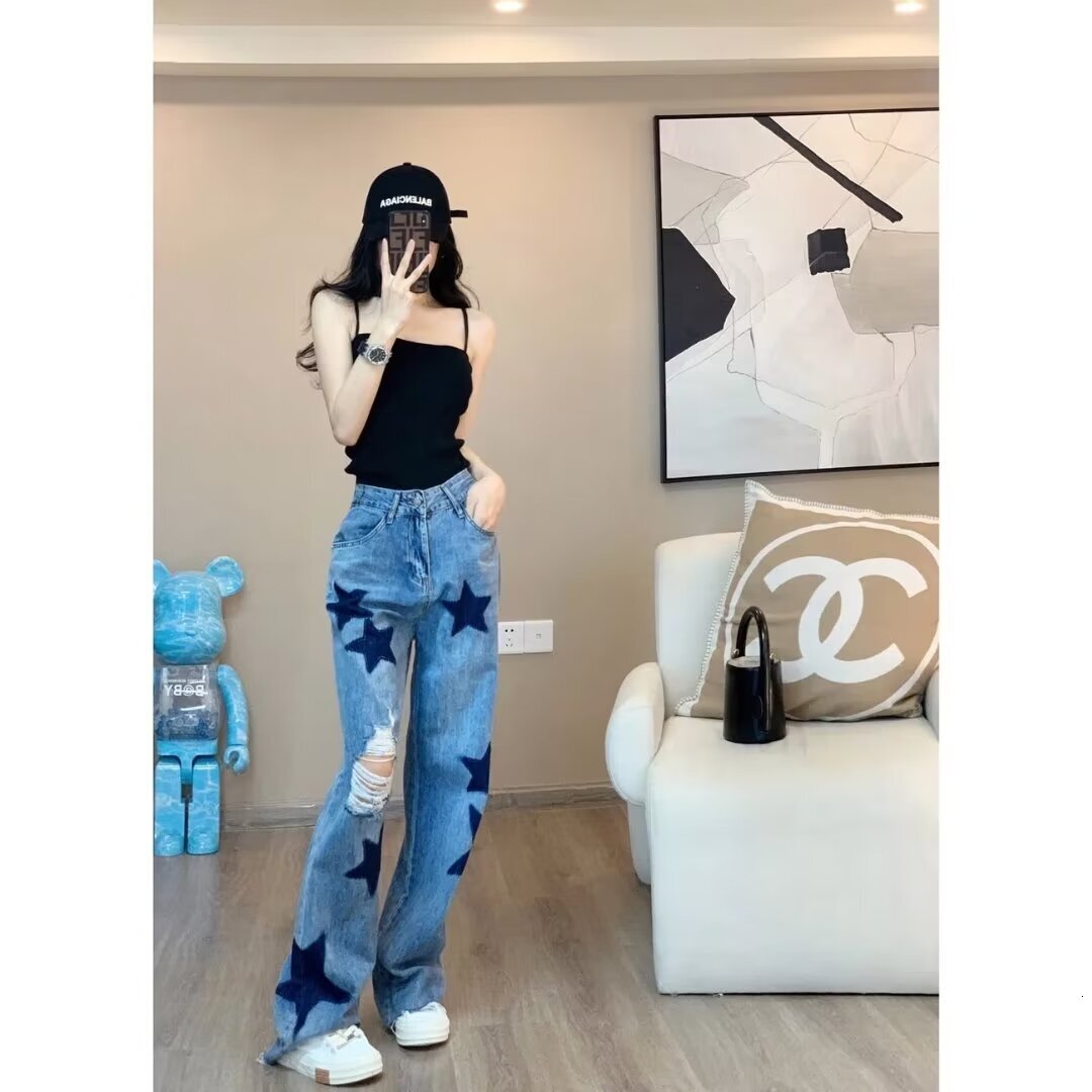 2024 autumn and winter new women's designer straight tube loose fit high waist slim fit wide leg floor pants 663