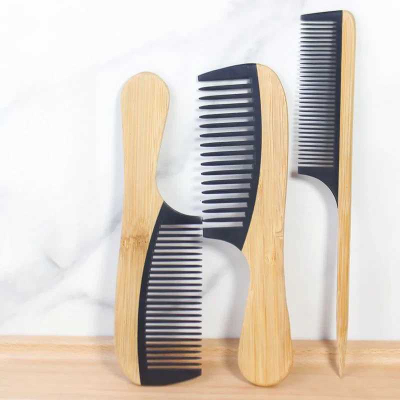 Natural bamboo and wood tail hair comb anti-static hair care health massage near tooth comb professional barber styling tool W240813