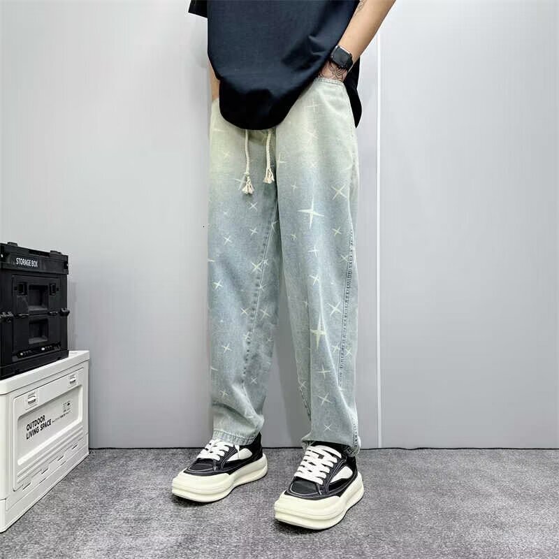 15 2 American summer jeans men's versatile design trendy fashion slim casual pants