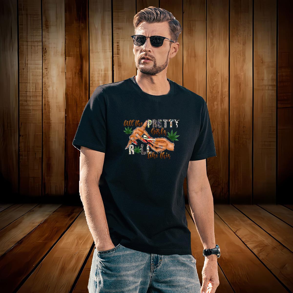 T Shirts Men 230g Pure Cotton hands Hip Hop Short Sleeve O-Neck Black White Men Clothes T-Shirt DIY Customized Cool Tops Shirt
