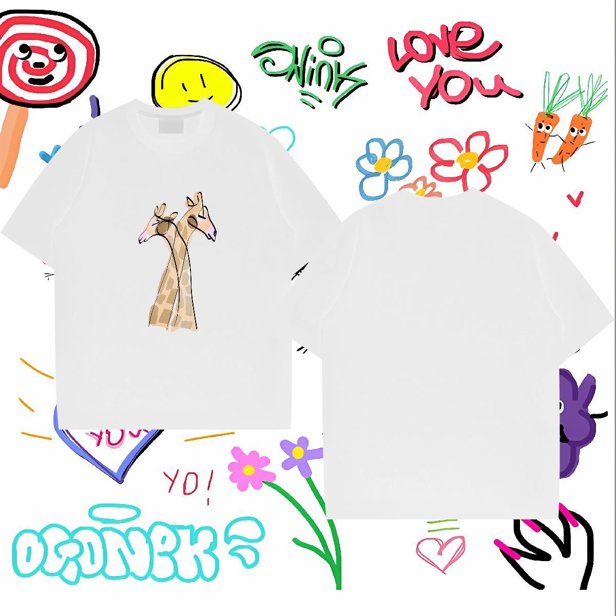 Designer T Shirts Men Deer Pure Cotton Outdoor Custom Cartoon 230g 100% Cotton Men Tshirts Factory Direct Polos