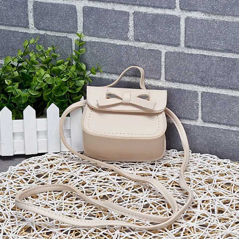 Bow Childrens Mini Bag Girls Solid Color Childrens Cross Bag Solid Color Baby Leather Bag Clothing Accessories Childrens Small Handbag W240813