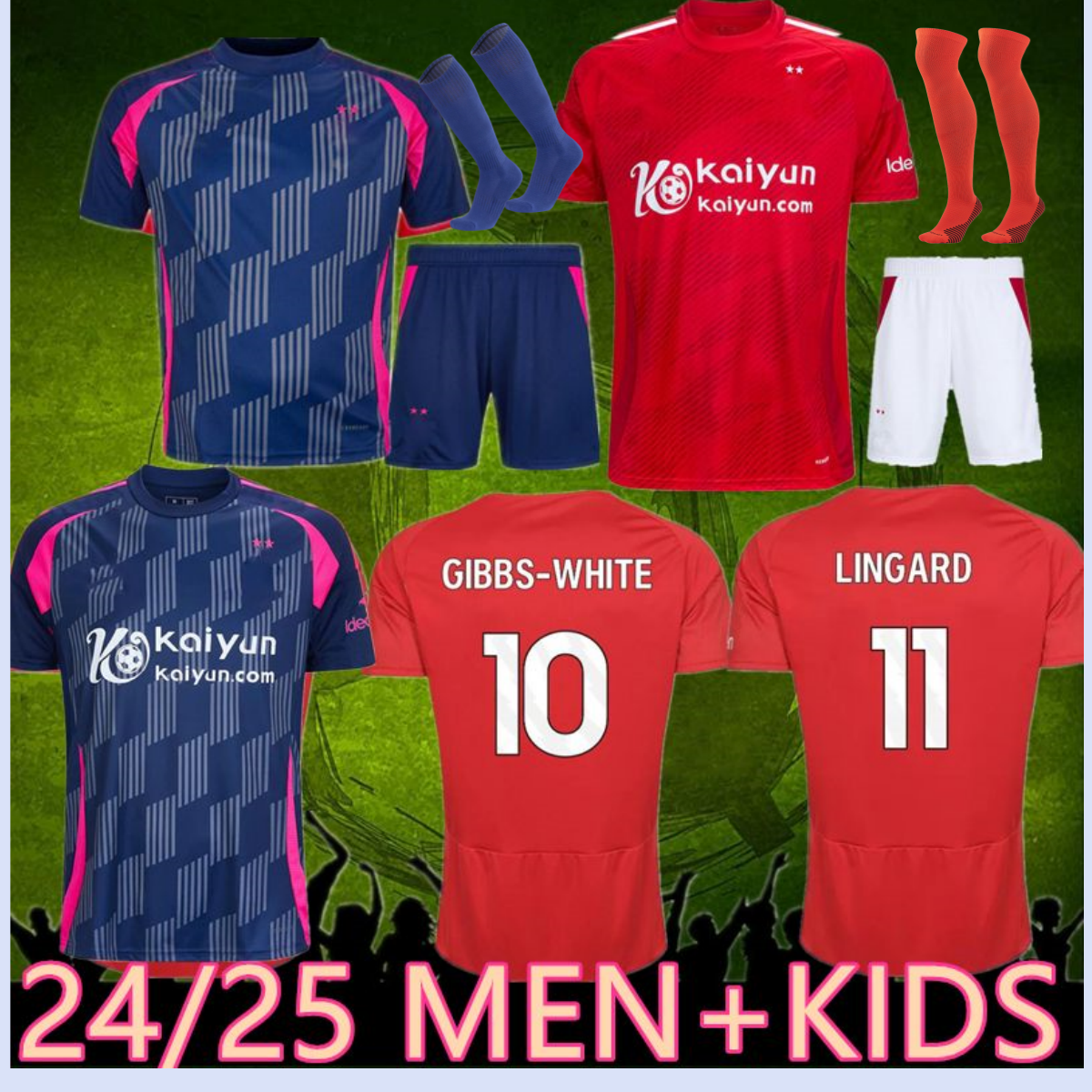 24 25 Nottingham Forest Soccer Jersey - Grabban, Johnson, Surridge, Awoniyi, Ameobi, Mighten, Krovinovic, Zinckernagel, Lingard