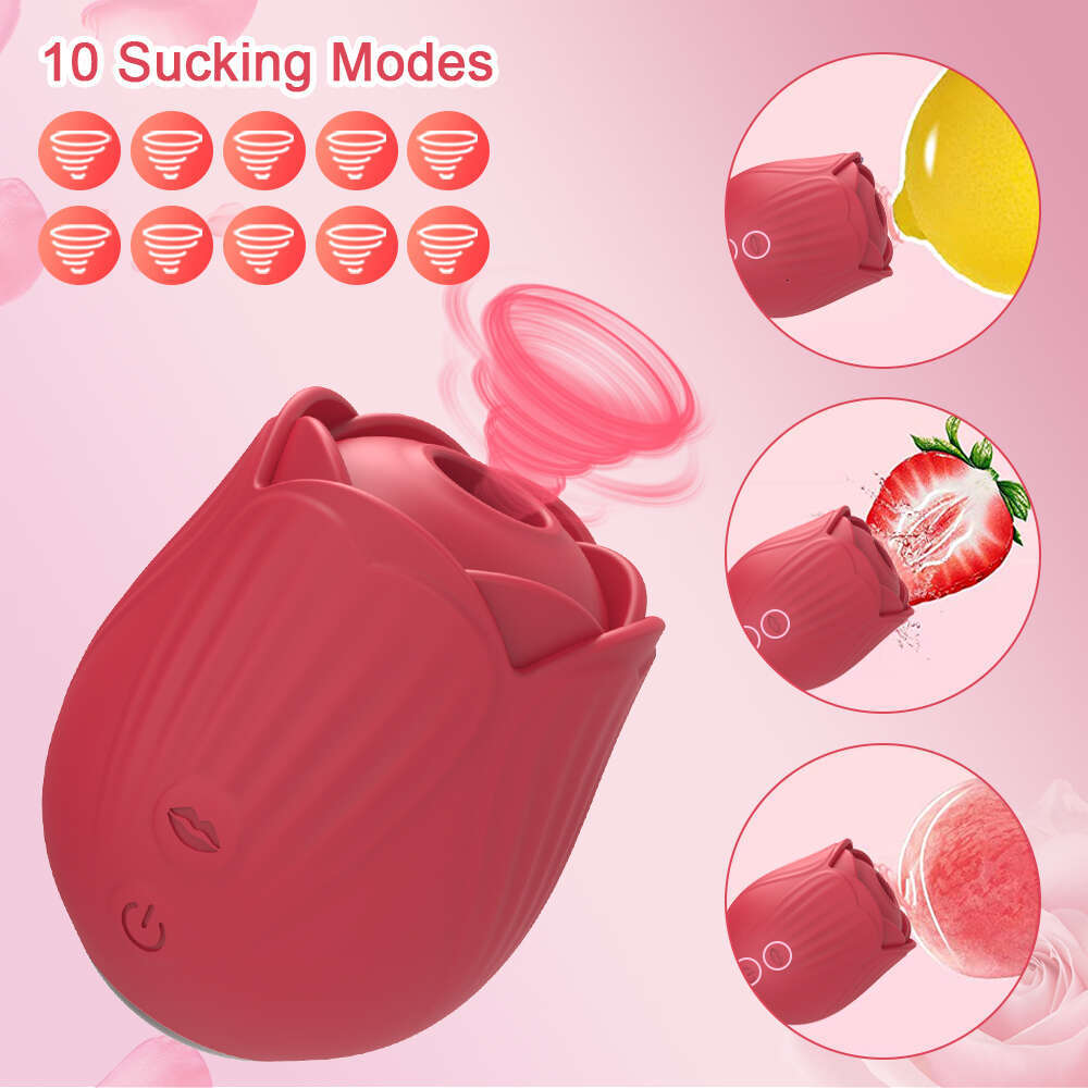 Rose-Clit Sucking Tongue Licking Vibrator Toy for Women Clitoris Stimulator with Oral Nipple Female Sex Toys Goods for Adults 18