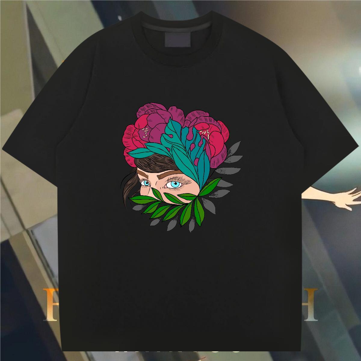 T shirt 230g 100% Cotton portrait Spring Summer Breathable Short Sleeve Custom Printing Men Clothes T-Shirt New Designer Loose Fit Clothings