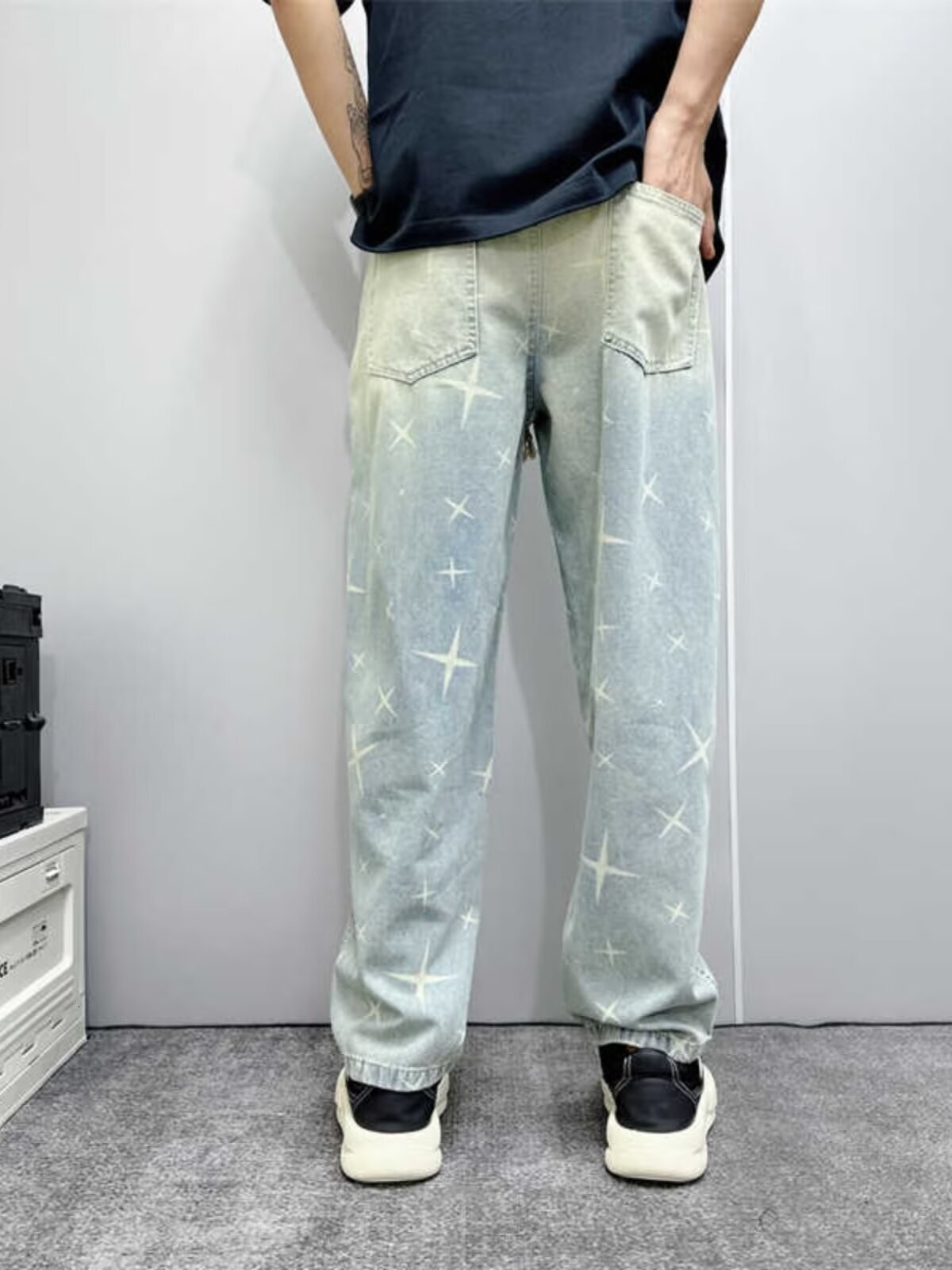 15 2 American summer jeans men's versatile design trendy fashion slim casual pants