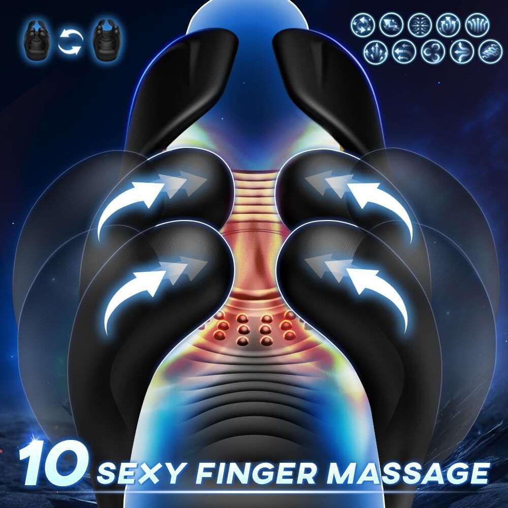 Male device training, male vibrator with 10 fingers for massage and tapping, and vibration. Male massage training device, glans stimulator, used for t