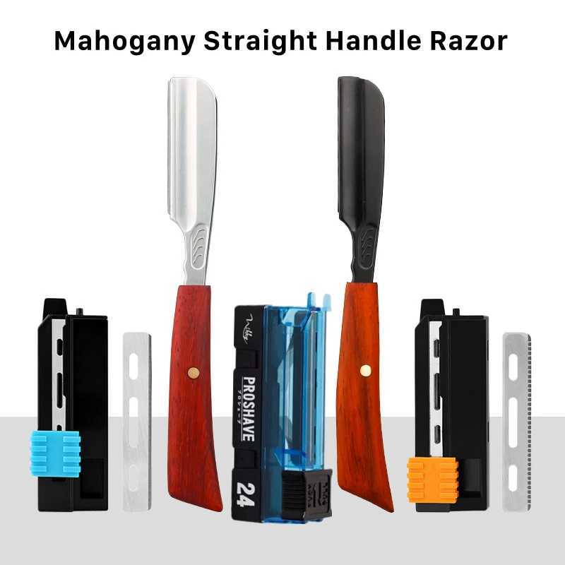 Japanese Feather Razor Mahogany Straight Handle Vintage Manual Change Blade Shaving Razor Retro Folding Knife And BladesM240814