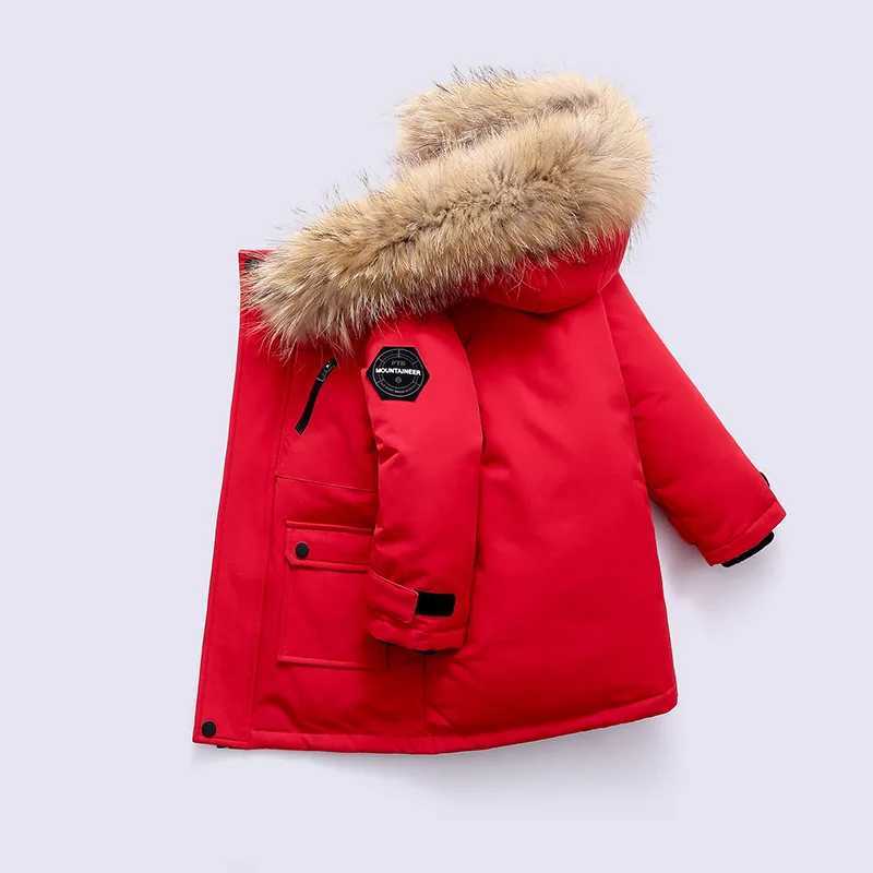 OLEKID 2024 Boys Winter Jacket Real Raccoon Fur Thick and Warm Boys Coat Children and Teenagers 2-12 Years Old Boys ParkW240814