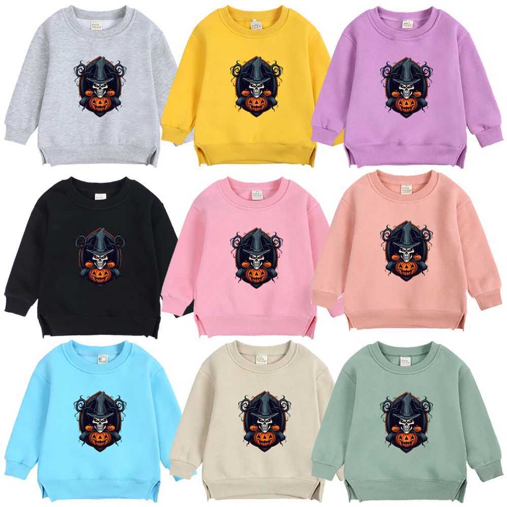 2024 Halloween Demon Kids Sweatshirt Cosplay Cute Children Spooky Cartoon Cotton Clothes Fleece Infant Festival CostumeY240814