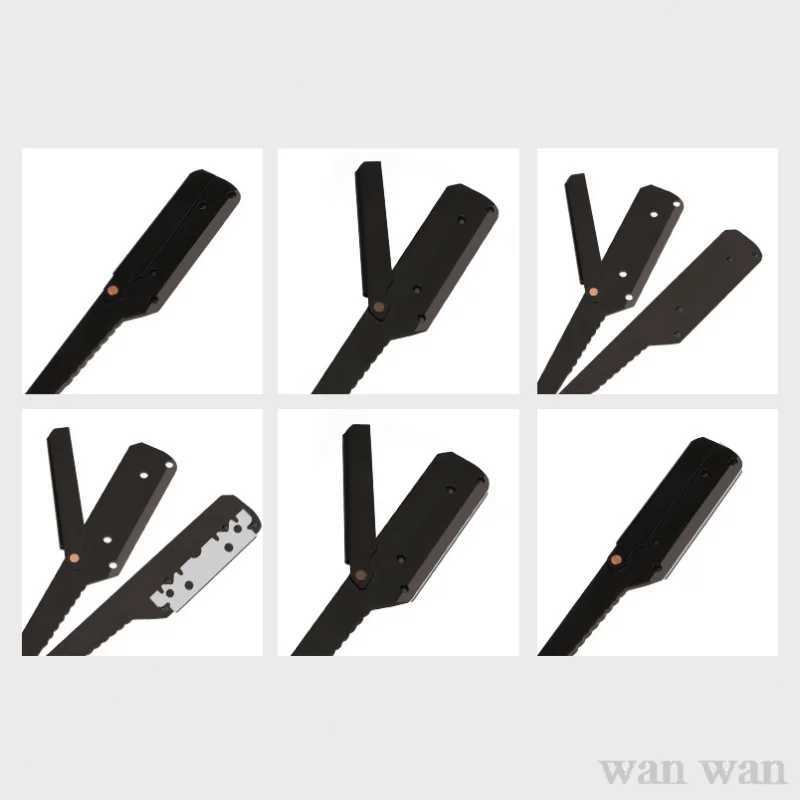 Stainless Steel Straight Edge Razor Retro Mens Beard Trimmer Manual Folding Shaver Barber Shop Hair Cutting Shaving Tools Y1215M240814